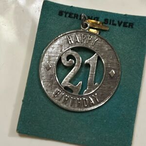 Vintage Sterling Silver Charm/Pendant “Happy Birthday 21”